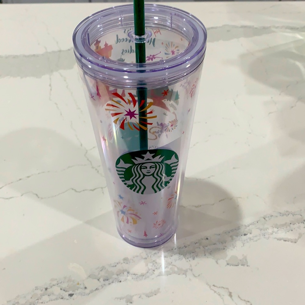Starbucks Disney world parks cold cup with straw